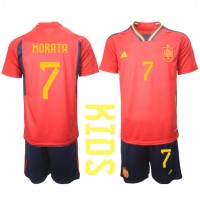 Maglie da calcio Spagna Alvaro Morata #7 Prima Maglia Bambino Mondiali 2022 Manica Corta (+ Pantaloni corti)